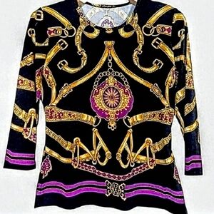 J.McLaughlin Catalina Cloth Heraldic Equestrian Bridle Cheshire Sophia Top Sz. L